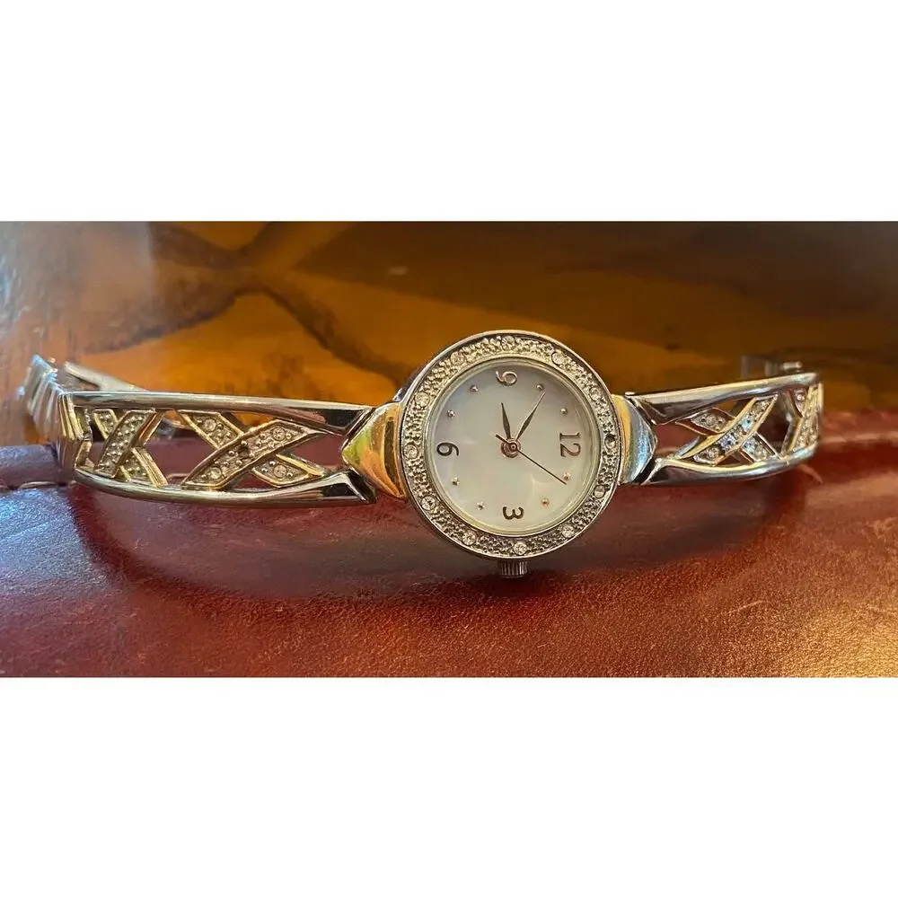 Women's 18mm Two Tone Allude Watch, MOP Face, Crystal Accents